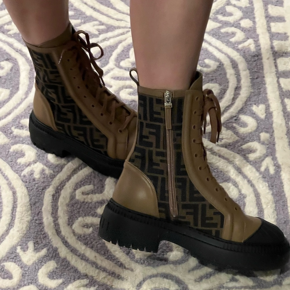 Authentic Fendi domino biker boots